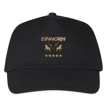 Einhorn Gold Geschenk - Kinder Basecap - Schwarz - Vorne
