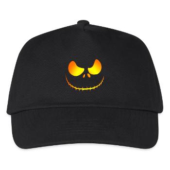 Halloween Kürbis Fratze - Geschenkidee Gesicht - Kinder Basecap - Schwarz - Vorne
