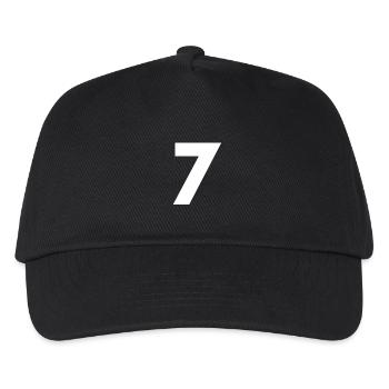 Zahl 7, Nummer 7, 7, seven, Number seven, Sieben, - Kinder Basecap - Schwarz - Vorne
