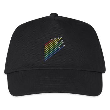 Regenbogen Papier Flugzeug Flug - Kinder Basecap - Schwarz - Vorne