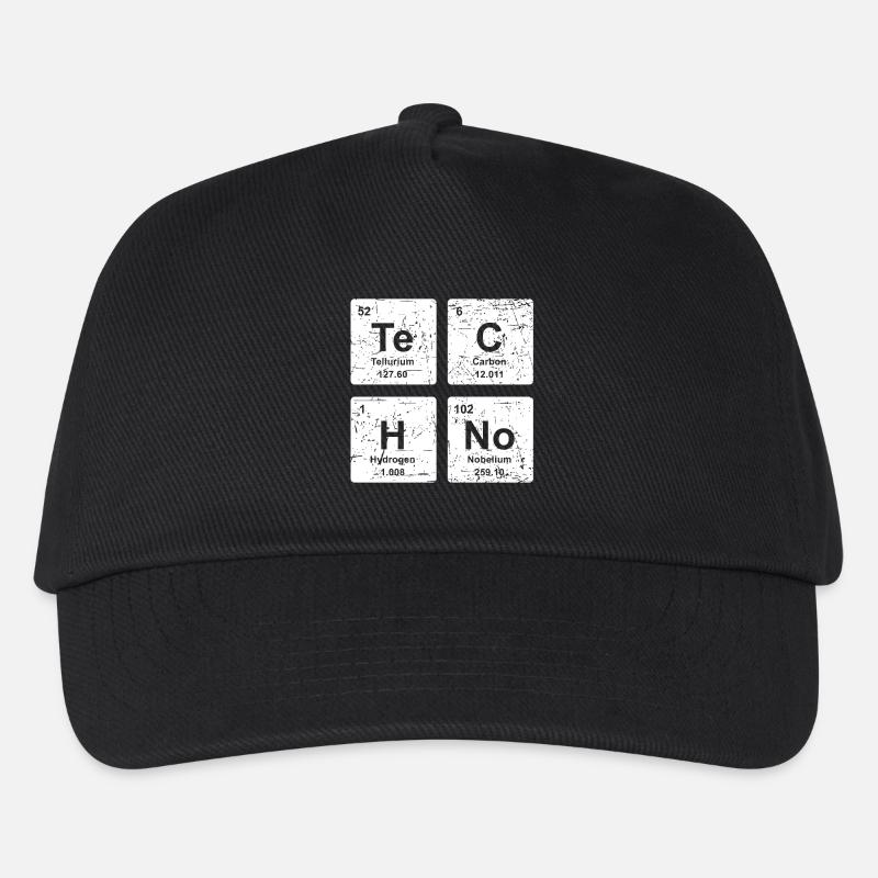 Techno - lustiges Chemie Shirt - Elemente vintage - Kinder Basecap - Schwarz