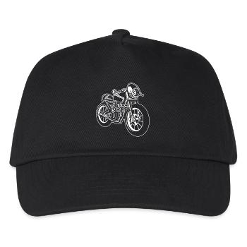 Cafe Racer Motorrad 01_weiß - Kinder Basecap - Schwarz - Vorne