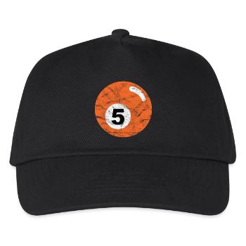 Billard Billardkugel orange fünf five vintage - Kinder Basecap - Schwarz - Vorne