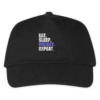 EAT SLEEP HOCKEY REPEAT EISHOCKEY SPRÜCHE GESCHENK - Kinder Basecap - Schwarz - Vorne