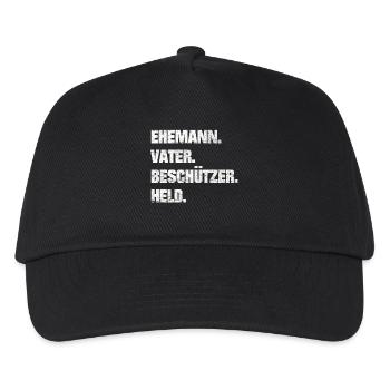 LUSTIGES EHEMANN VATER BESCHÜTZER HELD SPRÜCHE - Kinder Basecap - Schwarz - Vorne