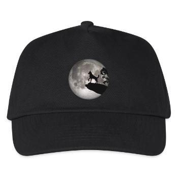 Full moon dog werewolf wolf howling dog - Kids’ Baseball Cap - black - Front