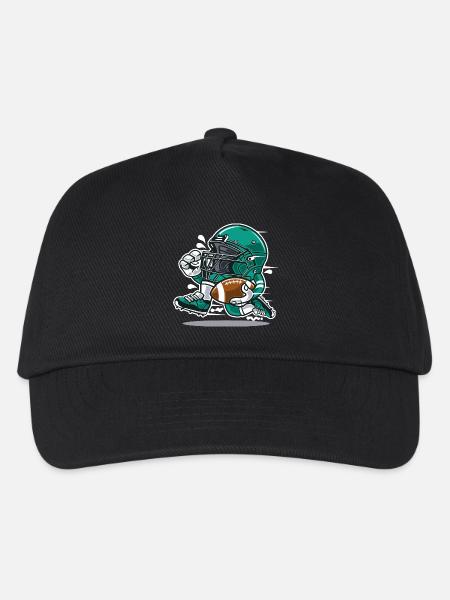 Football Player Cartoon - Kinder Basecap - Schwarz