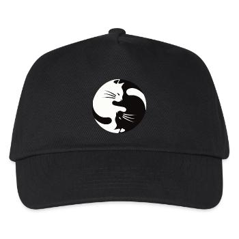 2 Katzen schmusen ,ying yang - Kinder Basecap - Schwarz - Vorne