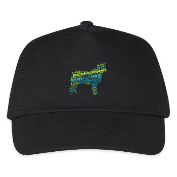 Rally Obedience Australian Shepherd Wordcloud - Kinder Basecap - Schwarz - Vorne