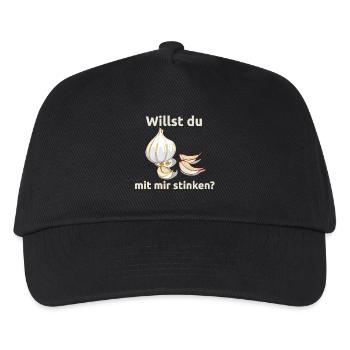 Knoblauch Knobi stinken Liebe Geschenk - Kinder Basecap - Schwarz - Vorne