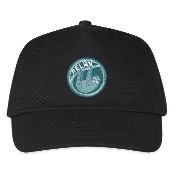 RELAX -- blaues Faultier - Kinder Basecap - Schwarz - Vorne