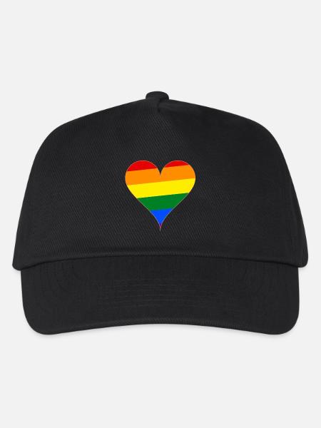 Herz Regenbogen Flagge Geschenk - Kinder Basecap - Schwarz