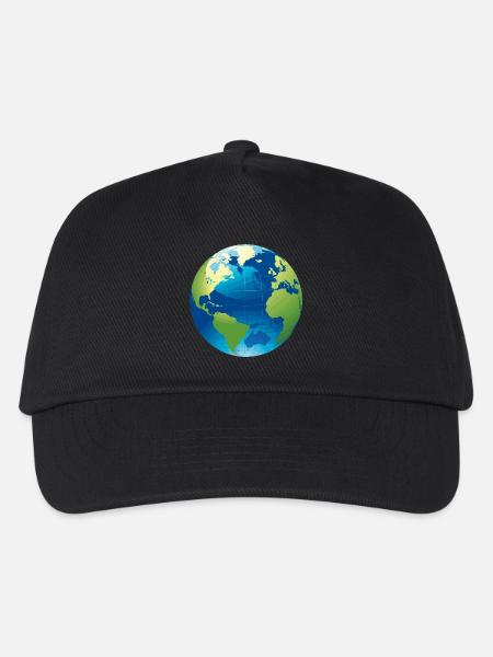 Globus - Weltkugel - Kinder Basecap - Schwarz
