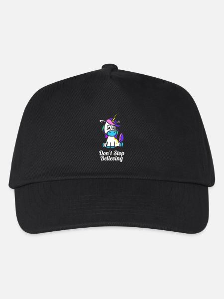 Shop Cute Dont Stop Believing Unicorn Design - Kinder Basecap - Schwarz