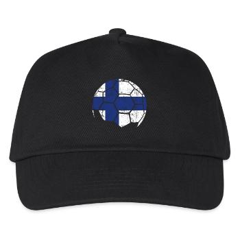 Finland Soccer Ball Fußball - Kinder Basecap - Schwarz - Vorne