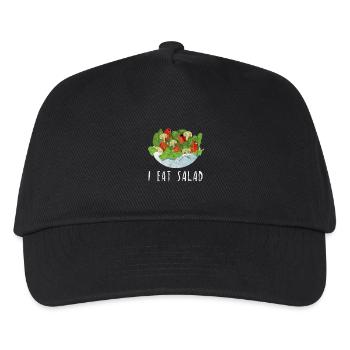 Salat Essen Gemüse Vegan Hobbykoch Geschenk Idee - Kinder Basecap - Schwarz - Vorne