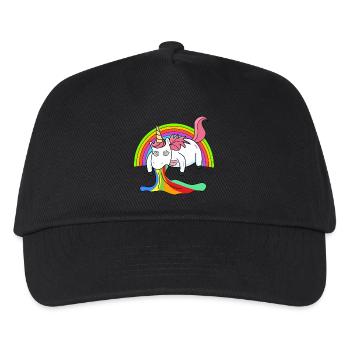 Puking unicorn rainbow - Kids’ Baseball Cap - black - Front