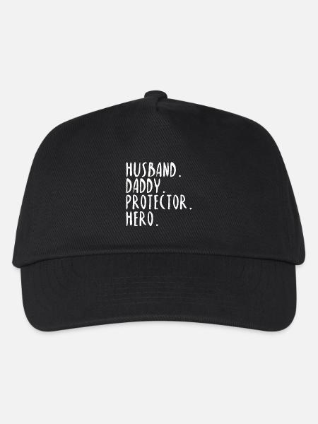 Husband Daddy Protector Hero Spruch Geschenk Idee - Kinder Basecap - Schwarz