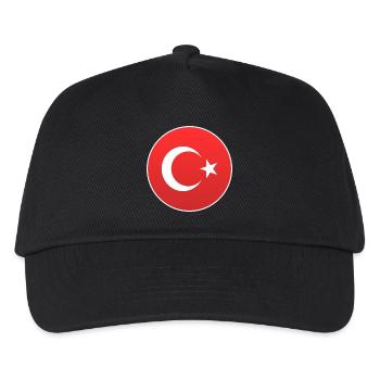 turkei flagge rund - Kinder Basecap - Schwarz - Vorne