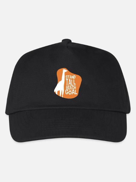 Stand Tall and reach your Goal Giraffe Motivation - Kinder Basecap - Schwarz