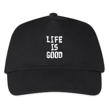 Life Is Good Leben Gut Glücklich Geschenk Idee - Kinder Basecap - Schwarz - Vorne