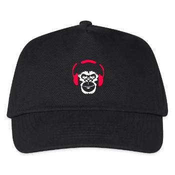 Techno monkey gorilla music headphones - Kids’ Baseball Cap - black - Front