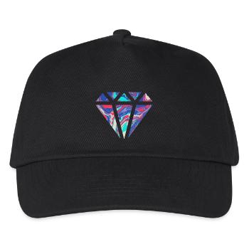 Schlichtes buntes Diamanten Design/Symbol - Kinder Basecap - Schwarz - Vorne