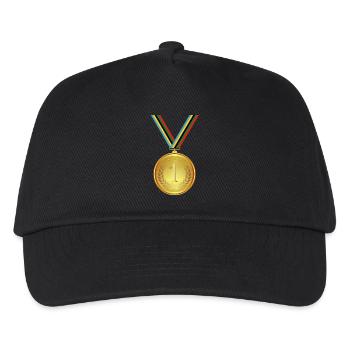Goldmedaille, Medaille , Sieger Gewinner - Kinder Basecap - Schwarz - Vorne