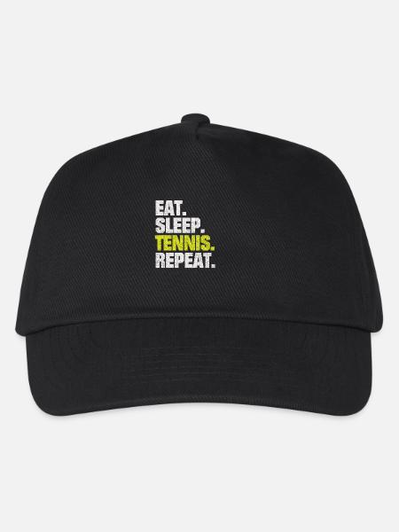LUSTIGE SPRÜCHE TENNIS EAT SLEEP TENNIS REPEAT - Kinder Basecap - Schwarz
