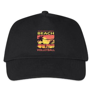 Beach Volleyball Sport Strand Sonne Urlaub Palme - Kinder Basecap - Schwarz - Vorne