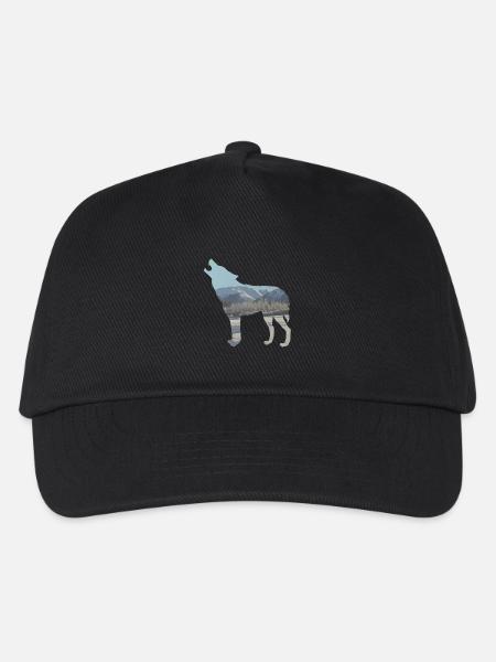 Wolf Winter Gebirge Schnee Natur Geschenkidee Cool - Kinder Basecap - Schwarz