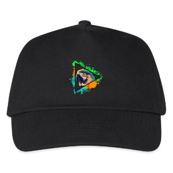 Papagei Parrot Vogel Bird Watercolor Wasserfarben - Kinder Basecap - Schwarz - Vorne