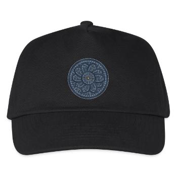 Jeans Muster Blume indie Kreis Deko Geschenk - Kinder Basecap - Schwarz - Vorne