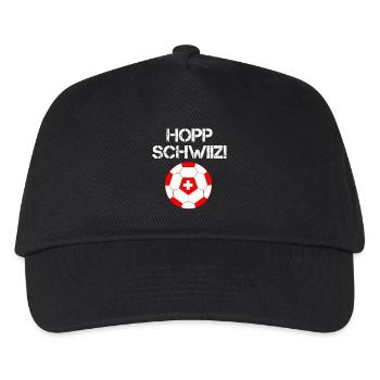 Hopp Schwiiz- Hopp Schweiz Fussball National Nati - Kinder Basecap - Schwarz - Vorne