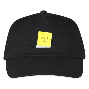 gelber Notizzettel , Klebezettel , Herz , Liebe - Kinder Basecap - Schwarz - Vorne
