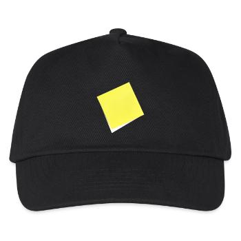 gelber Notizzettel , Klebezettel , sticky note - Kinder Basecap - Schwarz - Vorne