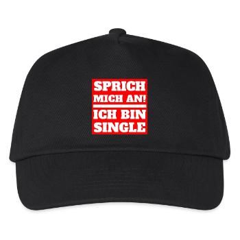 Sprich mich an! Ich bin Single Shirt Geschenk - Kinder Basecap - Schwarz - Vorne
