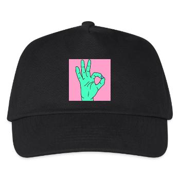 okay pink - Kids’ Baseball Cap - black - Front