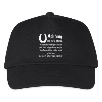 Achtung ich reite Pferde Heugabeln stark mutig - Kinder Basecap - Schwarz - Vorne