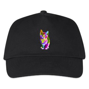 Bunte Katze - Kinder Basecap - Schwarz - Vorne