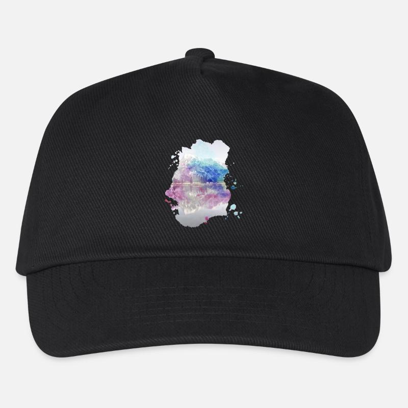 Fantasy Spiegel See Berge Farben Bunt Geschenk - Kinder Basecap - Schwarz