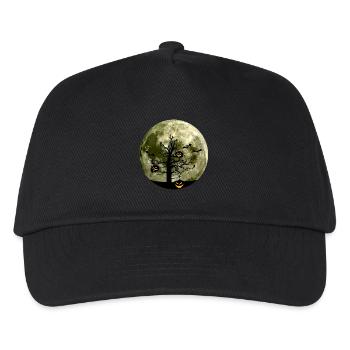 Grusel böse schatten Kürbis Baum Mond Fledermaus - Kinder Basecap - Schwarz - Vorne