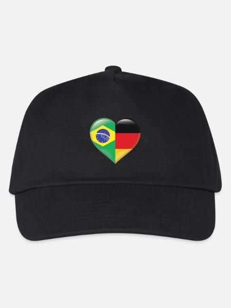 Herz Flagge Brasilien Samba Deutschland Geschenk - Kinder Basecap - Schwarz