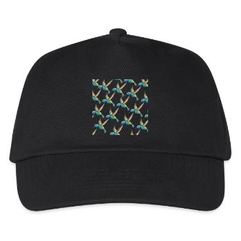 Kolibri-Muster-Vogel-Liebhaber-Geschenk-Entwurf - Kinder Basecap - Schwarz - Vorne