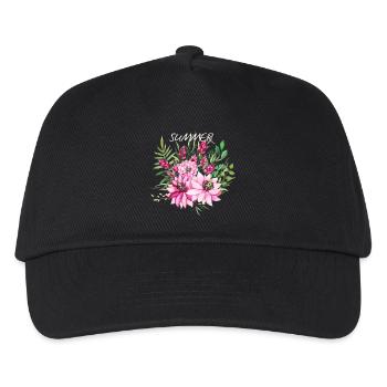 Blumenstrauß v1 - Kinder Basecap - Schwarz - Vorne