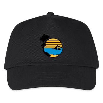 palmen insel urlaub ferien sonne strand schwimmen - Kinder Basecap - Schwarz - Vorne