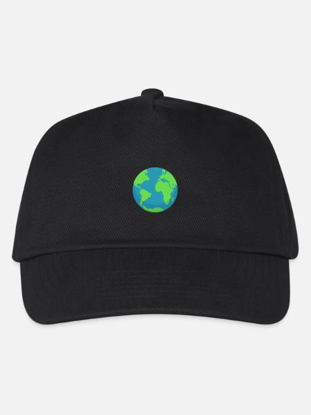 Planet Earth Minimal – Travel & Eco Style - Kinder Basecap - Schwarz