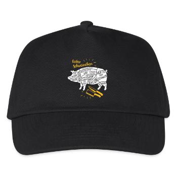 lecker Schweinchen lustiges Grill Shirt Geschenk - Kinder Basecap - Schwarz - Vorne