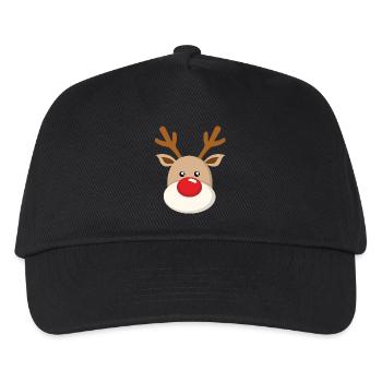 Sweet reindeer Red snub nose face Christmas - Kids’ Baseball Cap - black - Front
