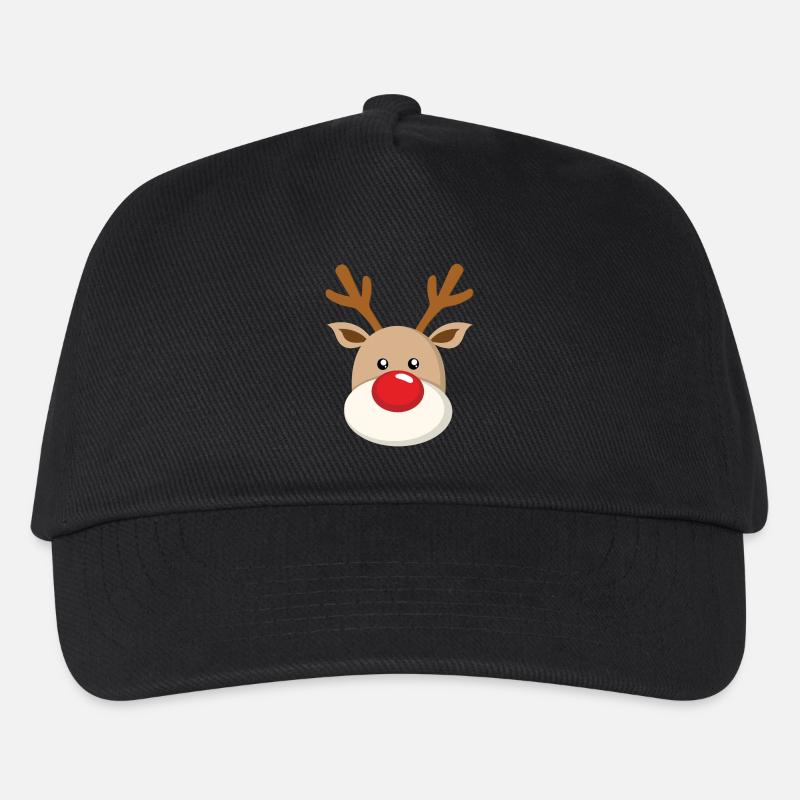 Süßes Rentier Rote Stupsnase Gesicht Weihnachten - Kinder Basecap - Schwarz